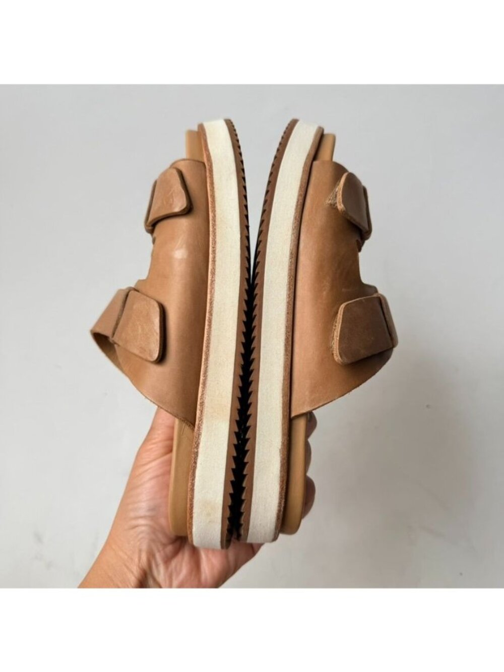 Nisolo Ella Platform Slide Womens Size 6.5 Beige Leather Sandals Comfor - Picture 5 of 12